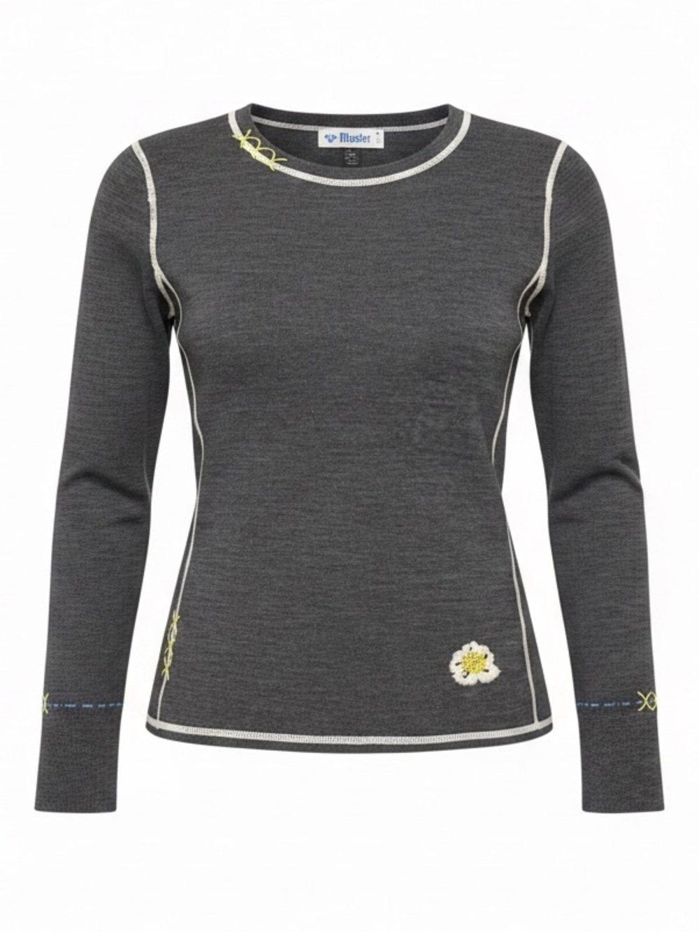 MEISTER ‘Kiss Me’ Merino Wool Base Layer Top Embroidered Details